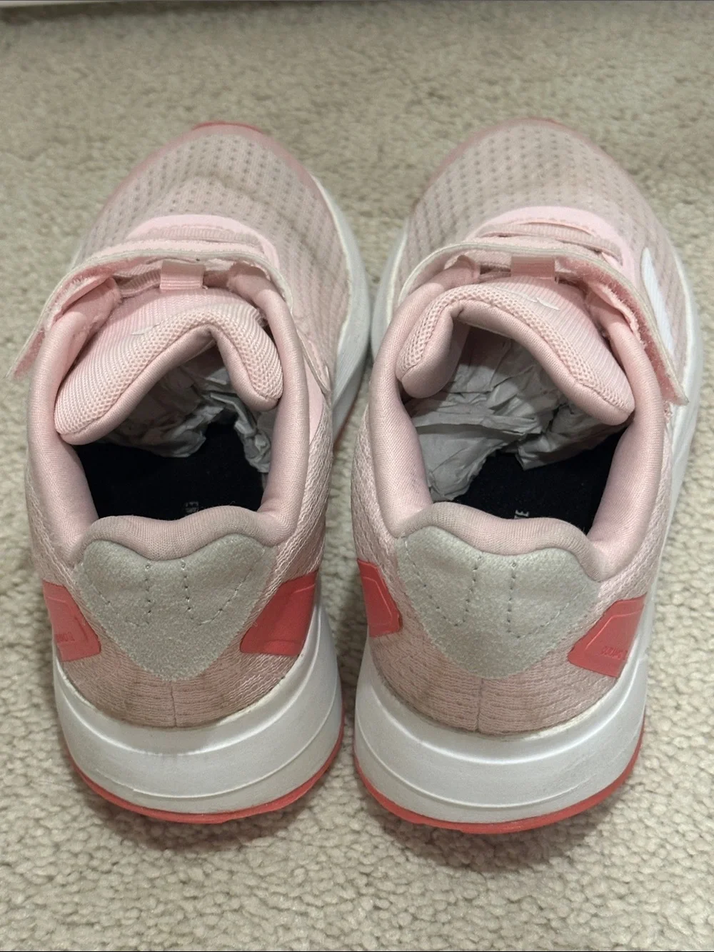 adidas Kids Light Pink Mesh Sneakers with Hook-and-Loop Strap